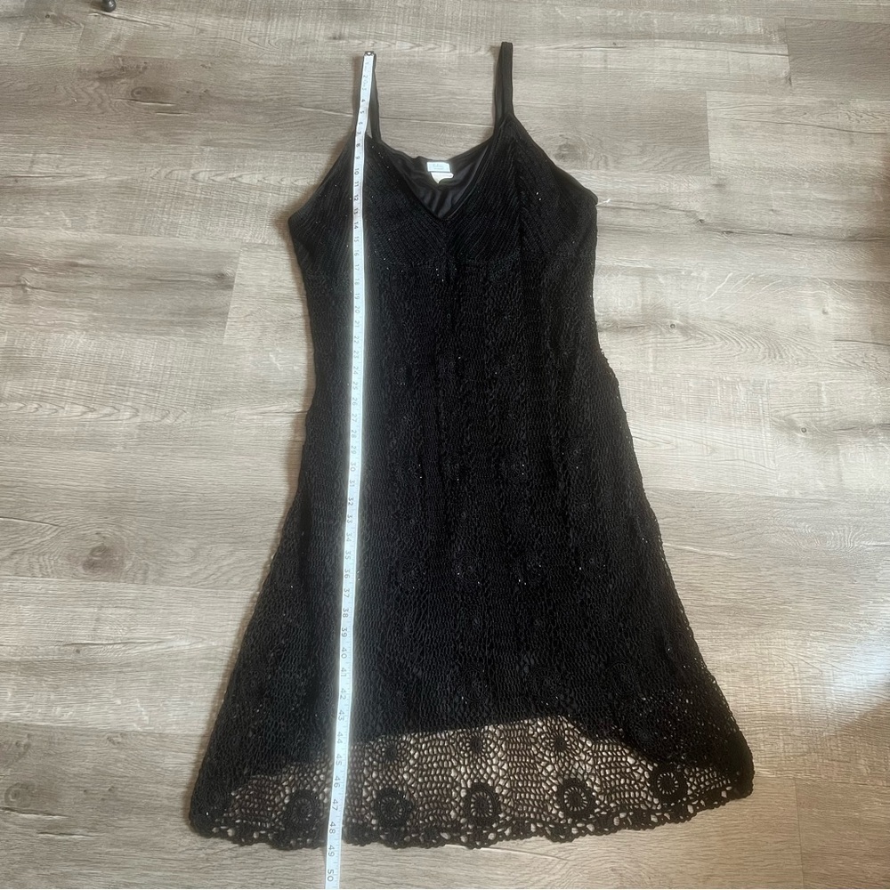 Vintage Black crochet evening dress with black bugle beads
V-neck thin straps - Picture 10 of 14